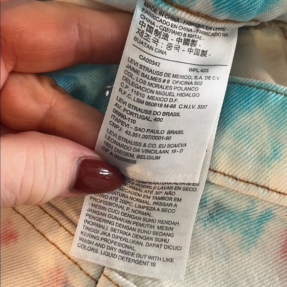 Levi’s Altered Straight Leg Jeans Tie Dye Button Fly 26 x 26 RCNSTRCT Cropped - Picture 10 of 12